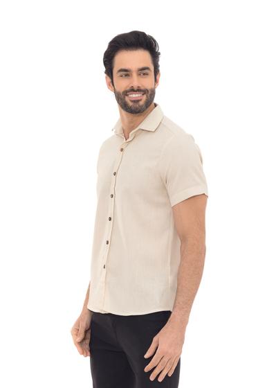 Imagem de Camisa Social Masculina Manga Curta Camisa De Linho