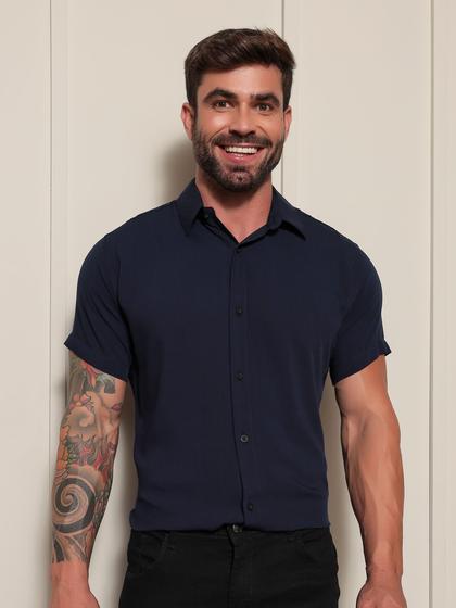 Imagem de Camisa Social Masculina Manga Curta Slim