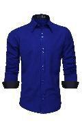 Imagem de Camisa Social Masculina Manga Longa Slim Botões Duplo Azul Royal