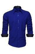 Camisa Social Masculina Manga Longa Slim Botões Duplo Azul Royal Menor preço em Camisa Social Masculina Manga Longa Slim Botões Duplo Azul Royal