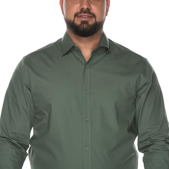 Imagem de Camisa Social Masculina ML Teodoro Algodão Plus Size Casual