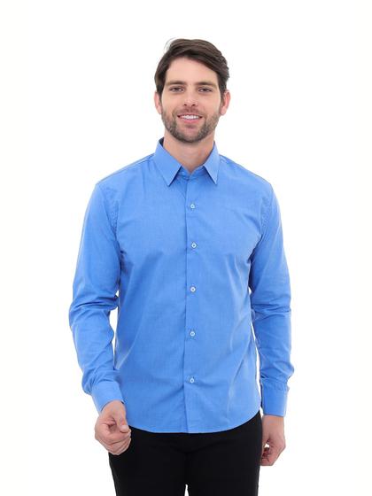 Imagem de Camisa Social Masculina Premium Tipo Linho Azul