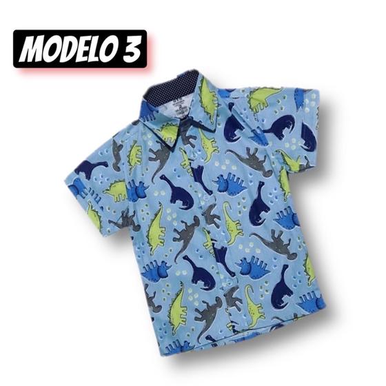 Imagem de Camisa Social Menino 1-6 Anos Blusa Temática Festa Dinossauro