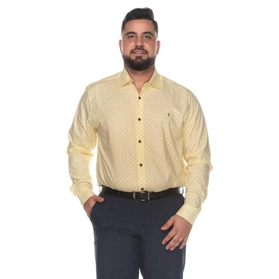 Imagem de Camisa Social ML Teodoro Masculina Algodão Plus Size Casual