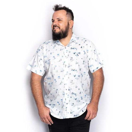 Imagem de Camisa Social Plus Size Náutica Masculina Manga Curta Casual