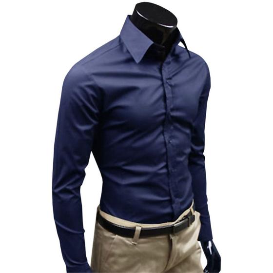 Camisa Social Slim Fit Lisa Para Usar Com Terno Gravata ou Jeans Menor preço em Camisa Social Slim Fit Lisa Para Usar Com Terno Gravata ou Jeans