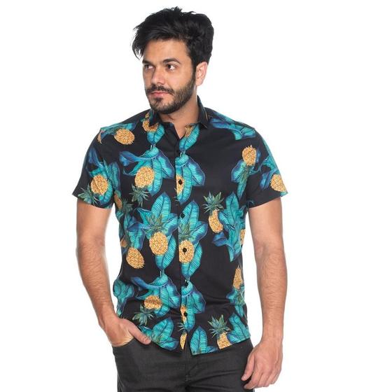 Imagem de Camisa Social Teodoro Masculina MC Slim Tropical Casual