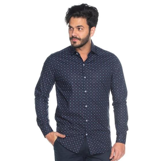 Imagem de Camisa Social Teodoro Masculina ML Slim Algodão Borboletas