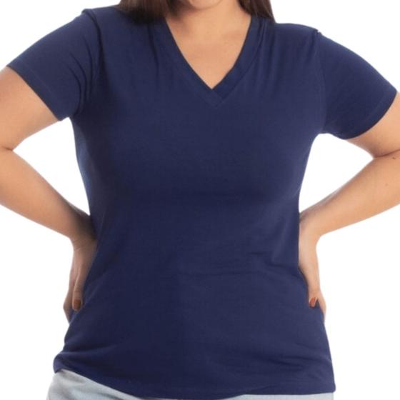 Imagem de Camisa T-shirts Plus Size Blusa Decote V Lisa 3013.6.C2