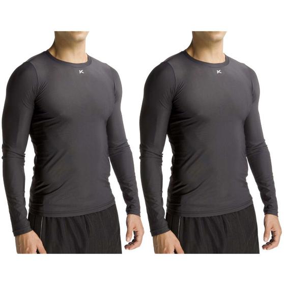 Imagem de Camisa Térmica Proteção UV Segunda Pele Compressão Tamanho Normal e Plus Size Manga Longa Kit Com 2 Unidades Kanxa
