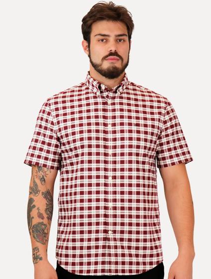 Imagem de Camisa Tommy Hilfiger Masculina Manga Curta Regular Small Check Xadrez Marsala