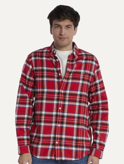 Imagem de Camisa Tommy Jeans Masculina Regular Xadrez Flannel Check Vermelho