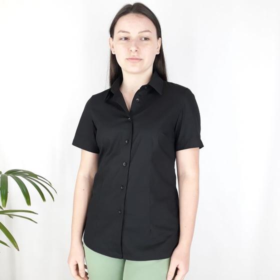 Imagem de Camisa Tricoline Social Preta Verão Manga curta Feminino Adulto 22a - FANLIZ