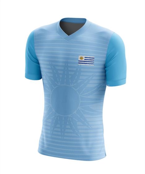 Imagem de Camisa Uruguai Infantil Juvenil Celeste Masculina Camiseta Futebol Dry Fit Uv