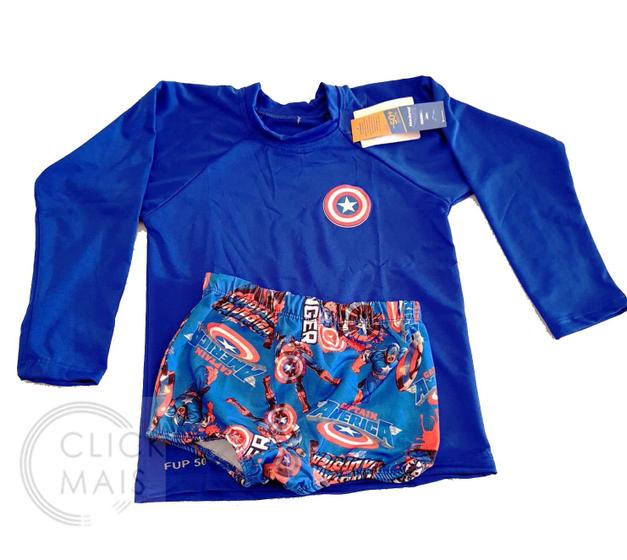 Imagem de camisa uv 50+ sunga infantil camiseta proteção solar conjunto praia personagem lisa menino criança