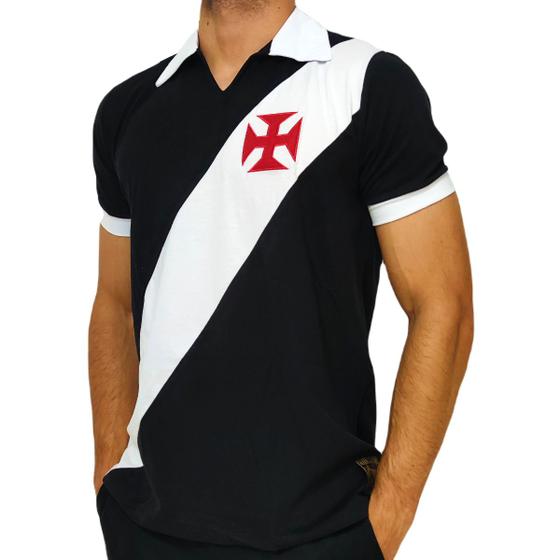 Imagem de Camisa Vasco da Gama Retro Polo Paris 1957 Preta - Masculino