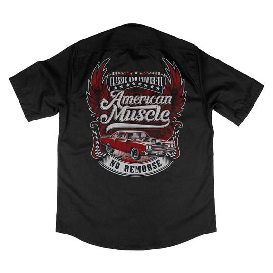 Imagem de Camisa Workshirt Preta Custom Mecânico Muscle Car No Remorse