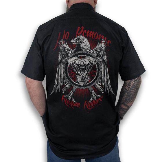 Imagem de Camisa Workshirt Preta Kustom Kulture Aguia V-twin Old School No Remorse