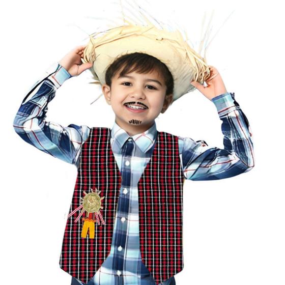 Camisa Xadrez Infantil Menino Festa Junina Arraiá Manga Longa Colete ...