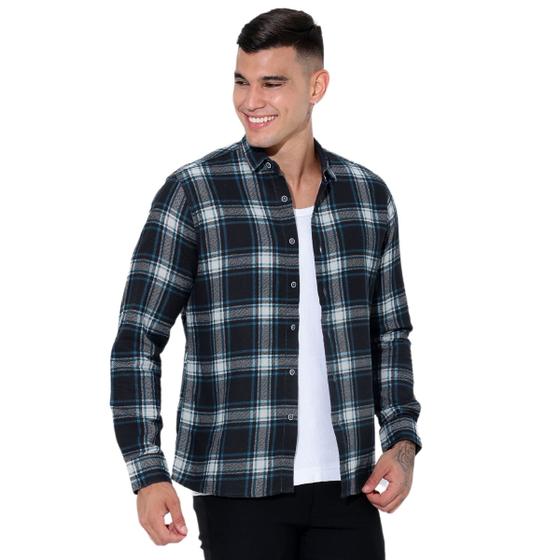 Imagem de Camisa xadrez masculina premium manga longa