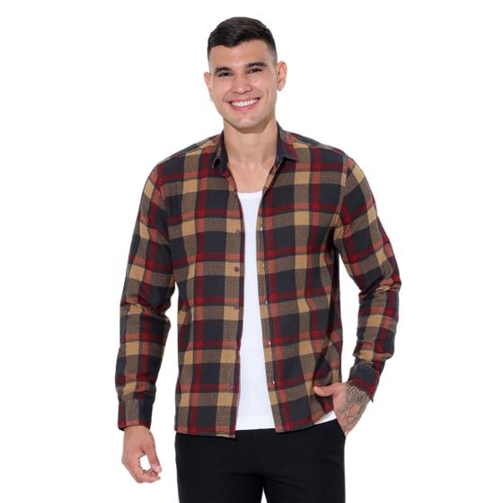 Imagem de Camisa xadrez masculina premium manga longa