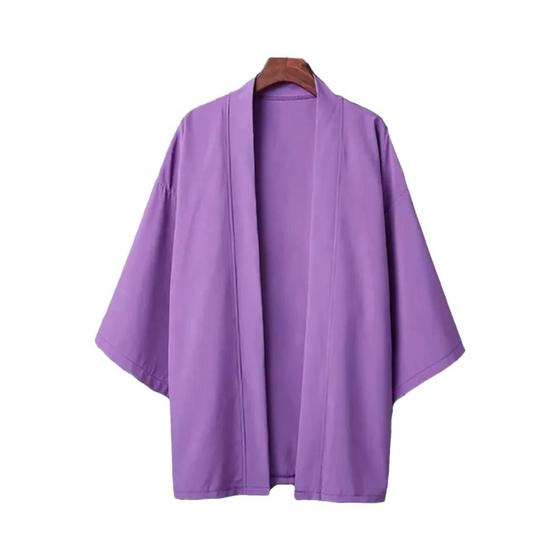 Imagem de Camisas Kimono Masculinas Pretas - Leves, Casuais, Manga 3/4