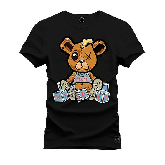 Imagem de Camiseta 100% Algodão Confortável Premium Estampada Urso Marrom Boladinho