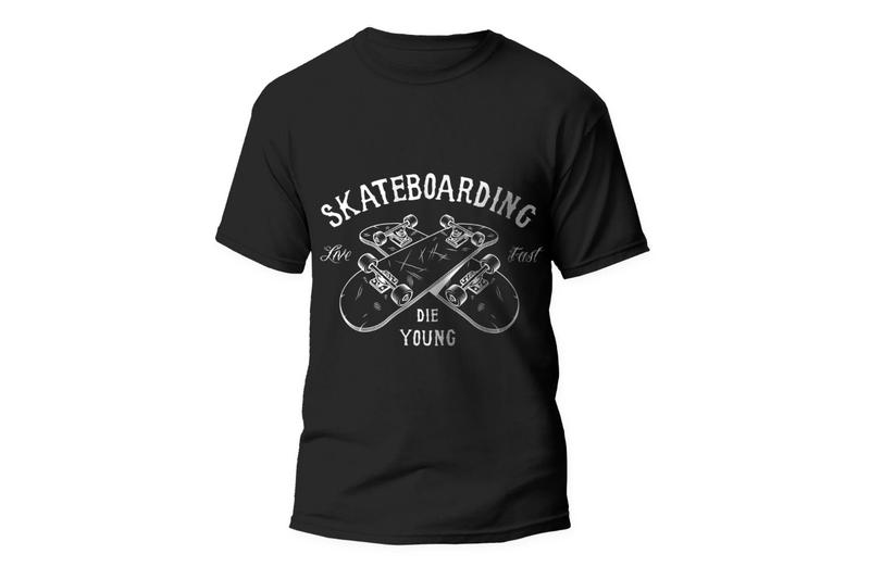 Imagem de Camiseta 100% Algodão Gola Canoa Estampa Skate