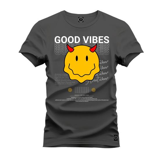 Imagem de Camiseta 100% Algodão Premium Estampada Good Vibes