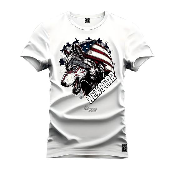 Imagem de Camiseta 100% Algodão Premium Estampada Lobo Americano Nexstar