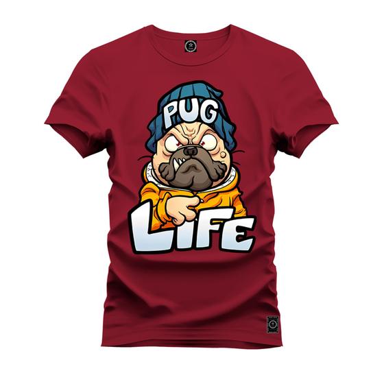 Imagem de Camiseta 100% Algodão Premium Estampada Pug Life