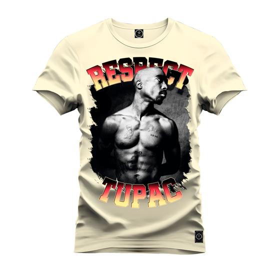 Imagem de Camiseta 100% Algodão Premium Estampada Tupac Sem Peita