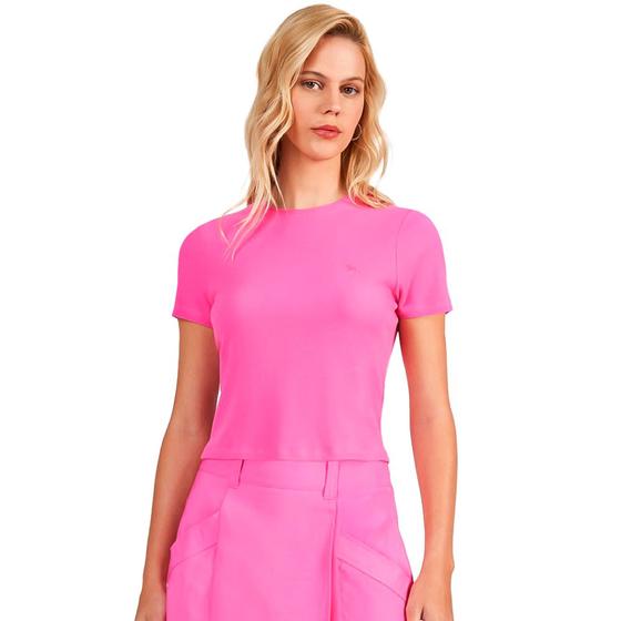 Imagem de Camiseta Acostamento Basic Fashion In24 Rosa Feminino