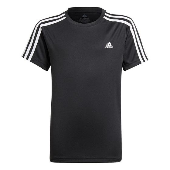 Camiseta Adidas Designed 2 Move 3 Stripes Infantil - Preto Menor preço em Camiseta Adidas Designed 2 Move 3 Stripes Infantil - Preto