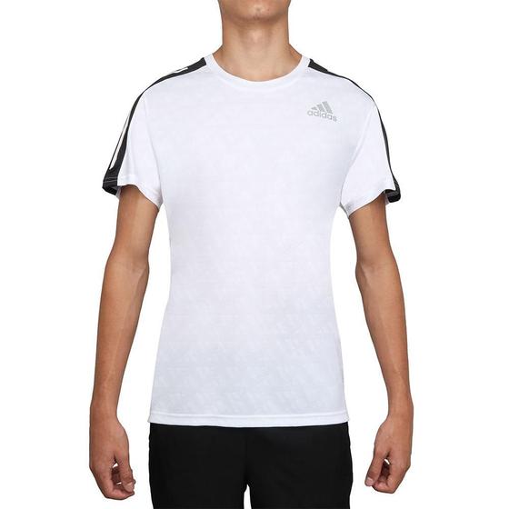 Imagem de Camiseta Adidas Own the Run 3-Stripes Branca e Preta