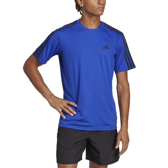 Imagem de Camiseta Adidas Treino Train Essentials 3-Stripes Cor: Azul - Tamanho: M