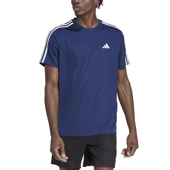 Imagem de Camiseta Adidas Treino Train Essentials 3-Stripes Cor: Marinho E Branco - Tamanho: GG