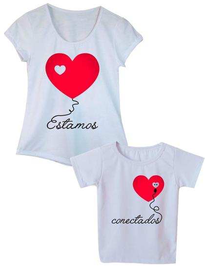 Imagem de Camiseta Adulta Feminina e Infantil Masculina Conectados Tal Mãe Tal Filho