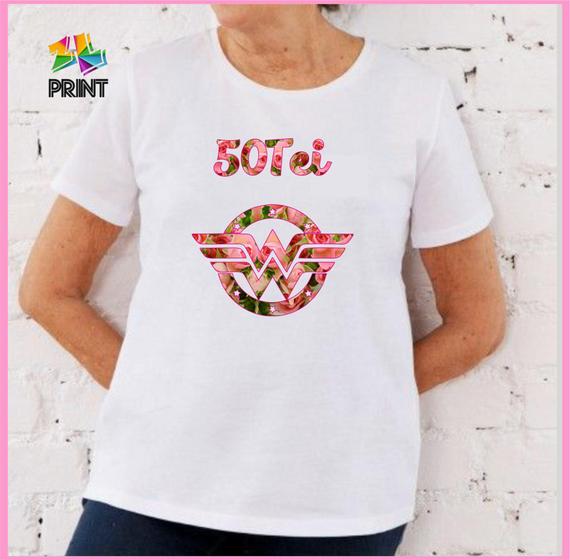 Imagem de Camiseta Adulto 50tei Mulher Maravilha Est. florida - Aniversário 50 anos Zlprint