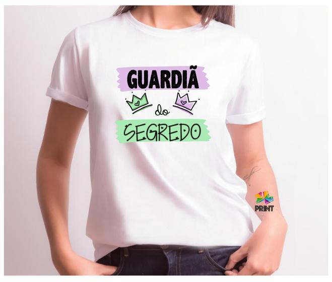 Imagem de Camiseta Adulto GUARDIÃ do Segredo Est. Lilás Verde - Chá Revelação bebê Zlprint 