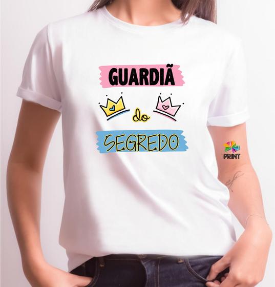 Imagem de Camiseta Adulto GUARDIÃ do Segredo Est. Rosa Azul  - Chá Revelação bebê Zlprint 
