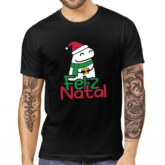 Imagem de Camiseta Adulto Preta Feliz Natal Merry Christmas Papai Noel Ho Ho Ho