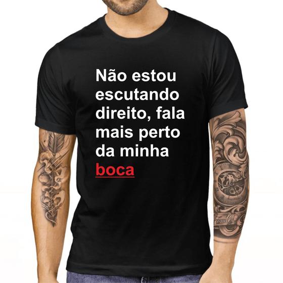 Imagem de Camiseta Adulto Preta Frases Zueira Romantico Boca Beijo