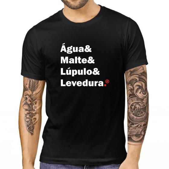 Imagem de Camiseta Adulto Preto água Malte Lúpulo Cerveja Ceva Beer