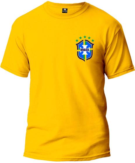 Camiseta Adulto Seleção Brasileira Masculina Tecido Premium 100% Algodão Manga Curta Fresquinha Menor preço em Camiseta Adulto Seleção Brasileira Masculina Tecido Premium 100% Algodão Manga Curta Fresquinha