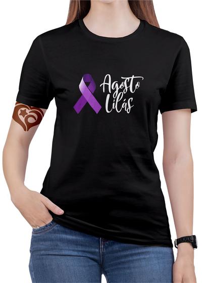 Imagem de Camiseta Agosto Lilás Feminina Blusa Violência Mulher Preto Camiseta Agosto Lilás Feminina Blusa Violência Mulher