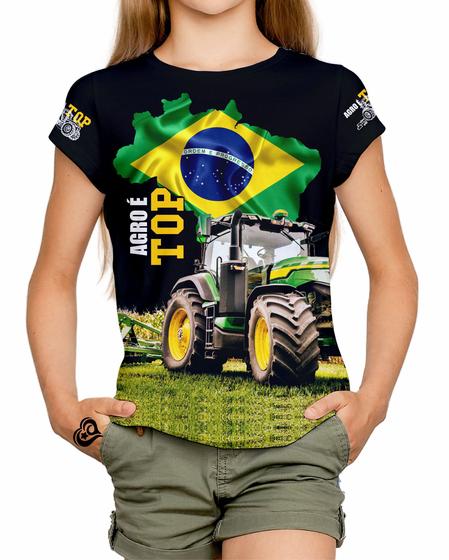 Imagem de Camiseta Agro é Top Meninas Infantil Blusa Pecuaria Roça