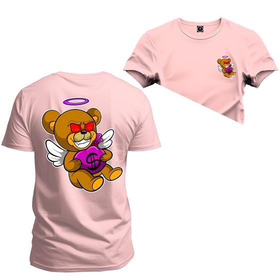 Imagem de Camiseta Algodão 30.1 Premium Estampada Anjo Money Frente Costas