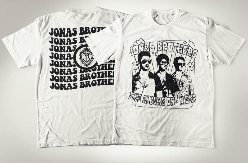 Imagem de Camiseta Algodão Banda Jonas Brothers Five albums One Night