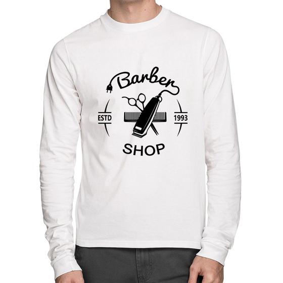 Imagem de Camiseta Algodão Barber Shop Manga Longa - Foca na Moda